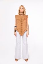Corset-Style Vest with Veins Print